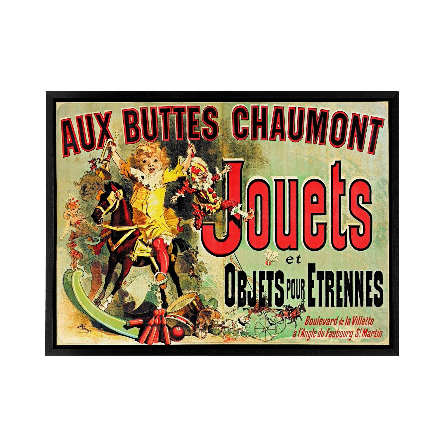 Aux Buttes Chaumont Jouets French Advert Black Framed Canvas Art Print