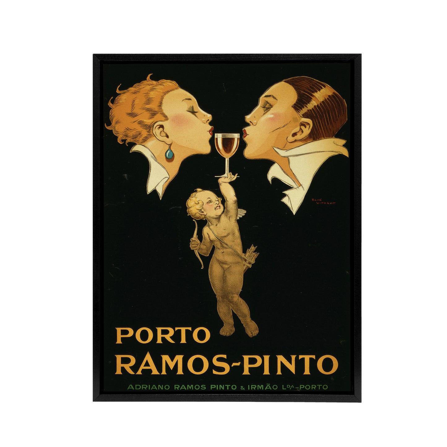 Vincent Deco Ad Ramos Pinto Port Black Framed Canvas Wall Art Print
