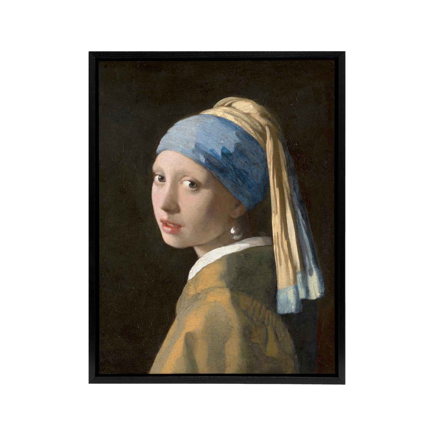 Johannes Vermeer Girl With A Pearl Earring Black Framed Canvas Art Print
