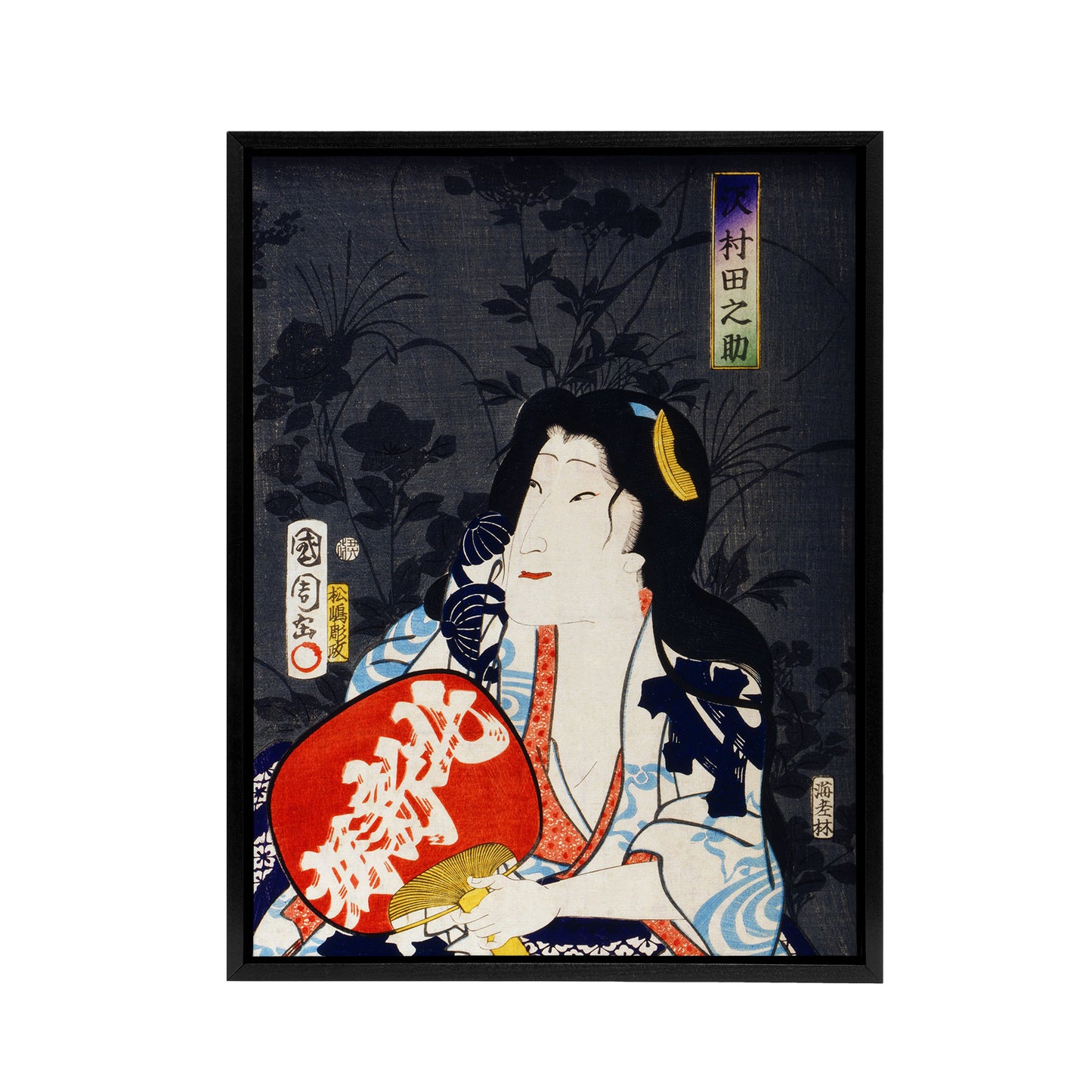 Ukiyo E Portrait of an Actress Framed Canvas Wall Art Print Kunichika