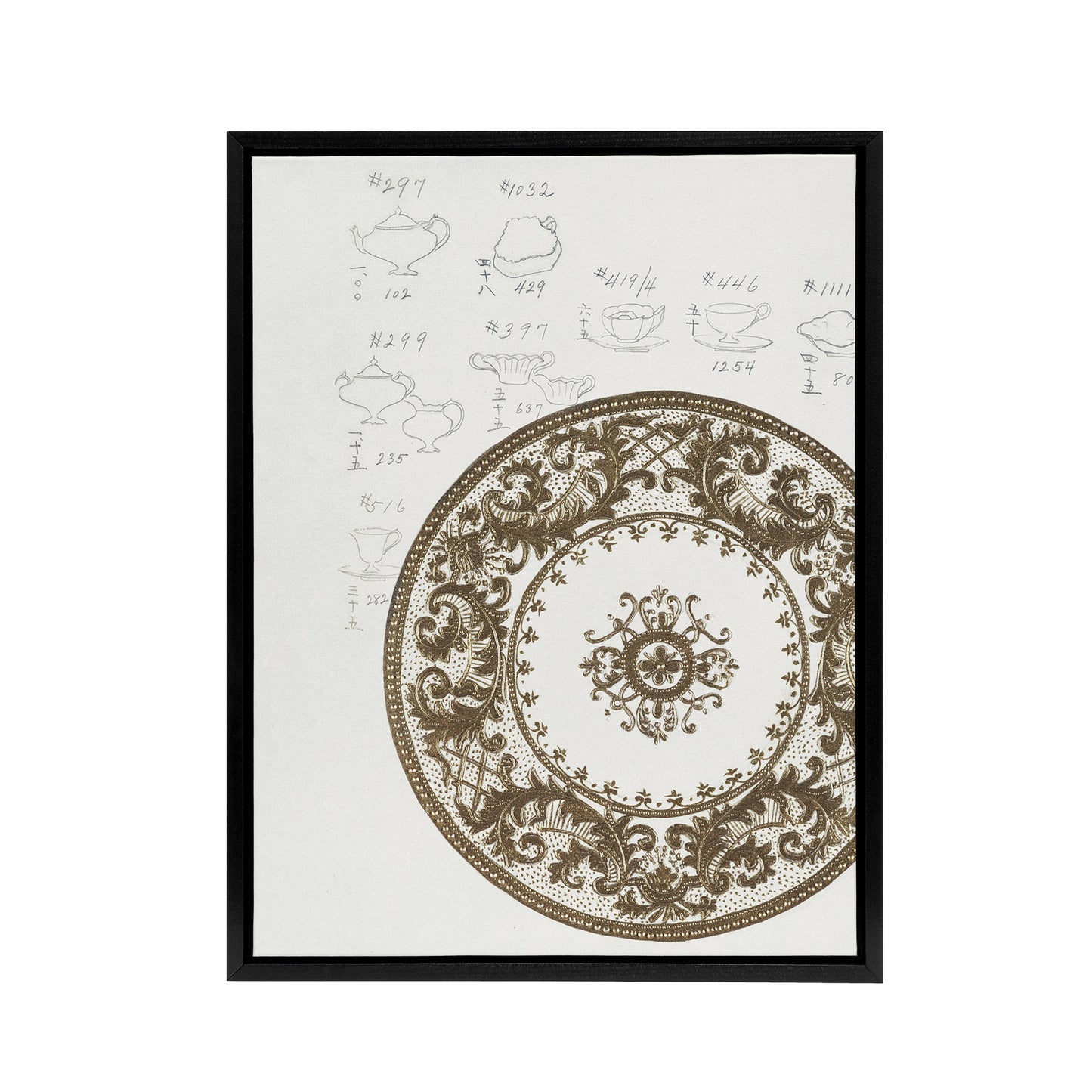 Vintage Filigree Design For Plate Framed Canvas Wall Art Print Noritake
