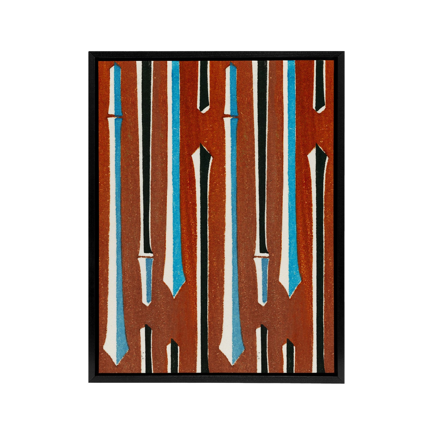 Vintage Japanese Bamboo Pattern Framed Canvas Wall Art Print Korin