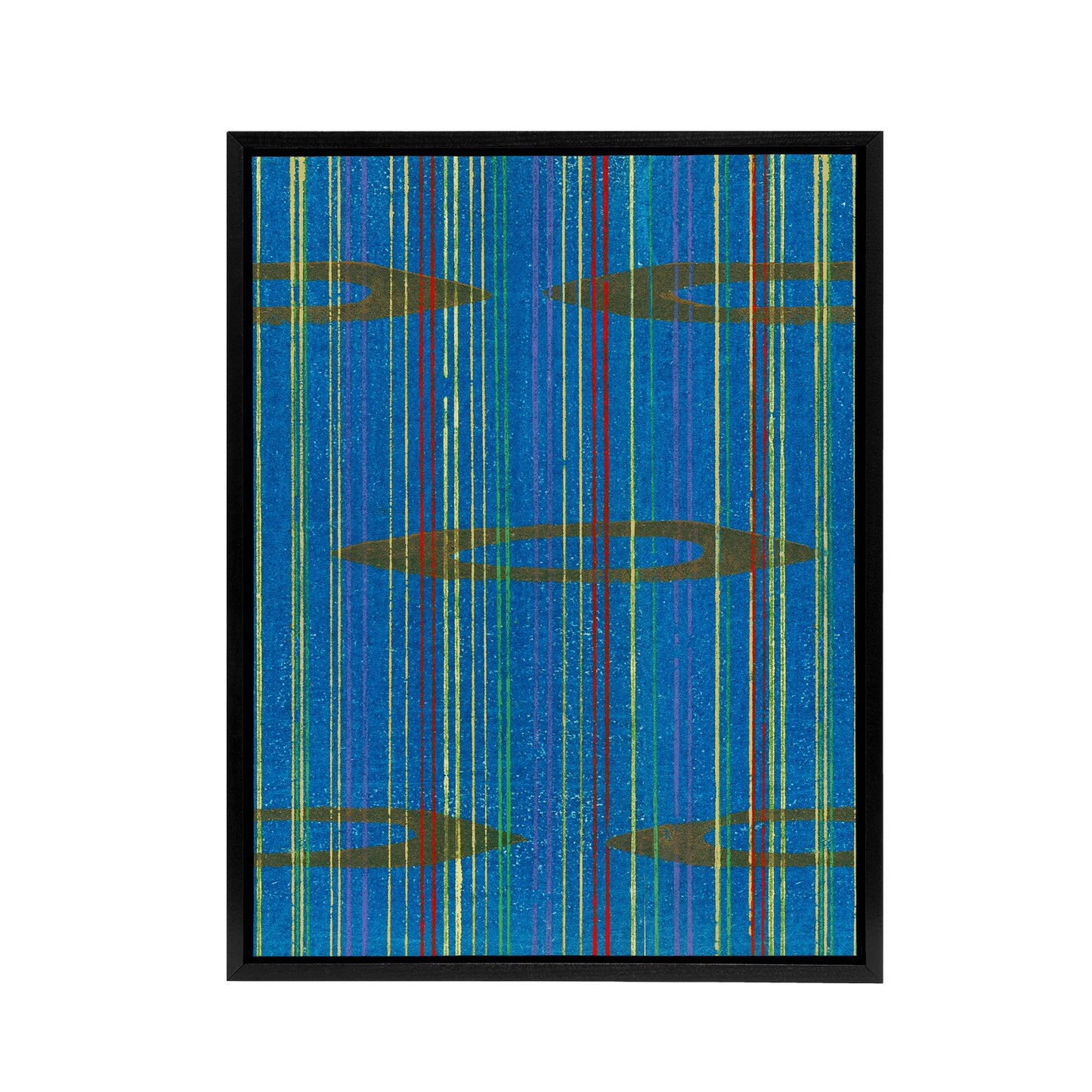 Blue Abstract Geometric Pattern Framed Canvas Wall Art Print Korin