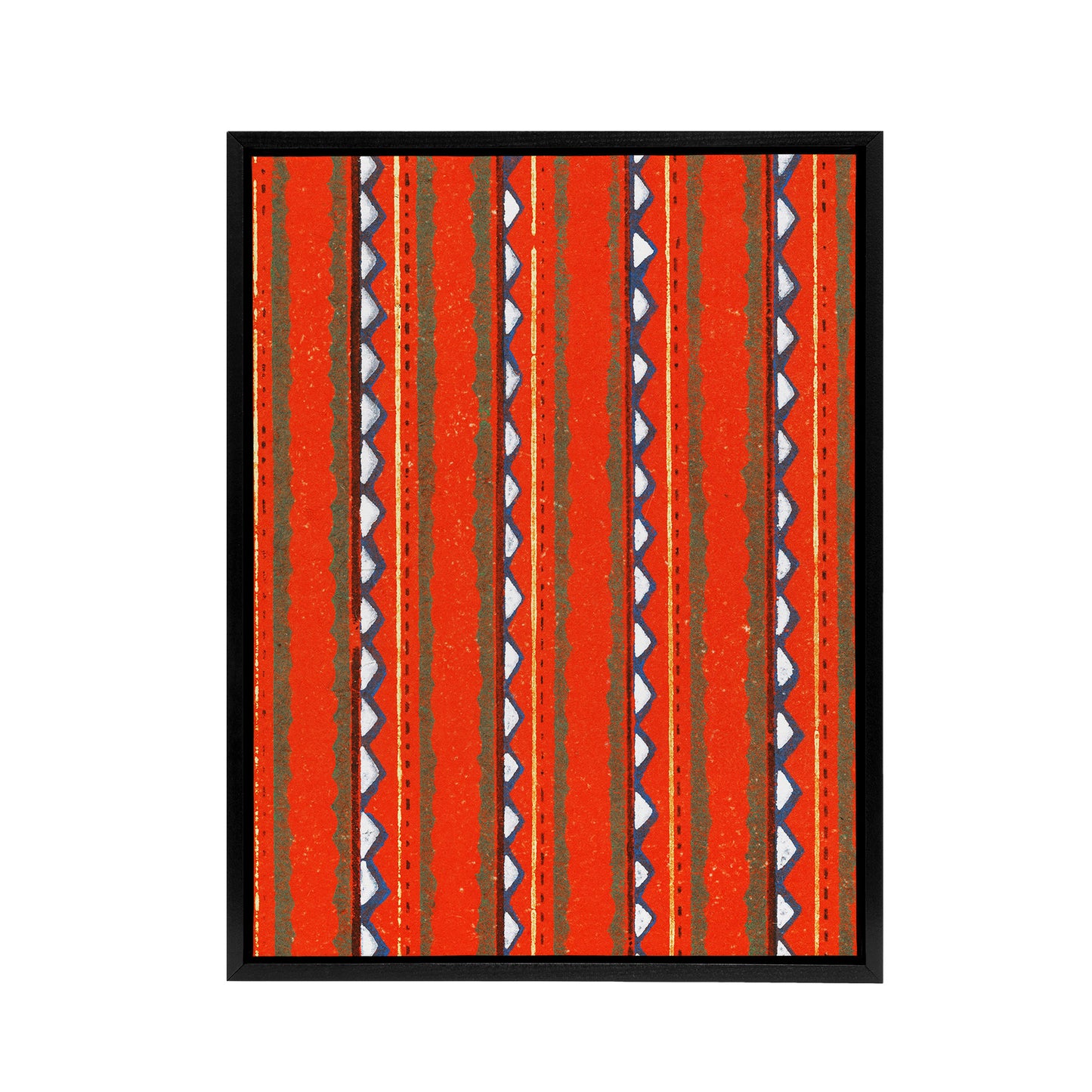 Red Geometric Textile Pattern Framed Canvas Wall Art Print Furuya Korin