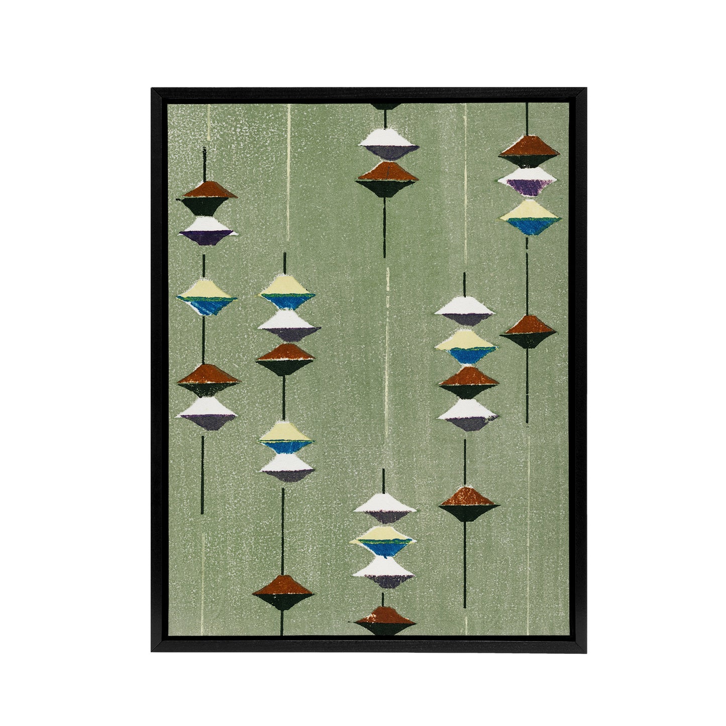 Vintage Japanese Textile Pattern Framed Canvas Wall Art Print Korin