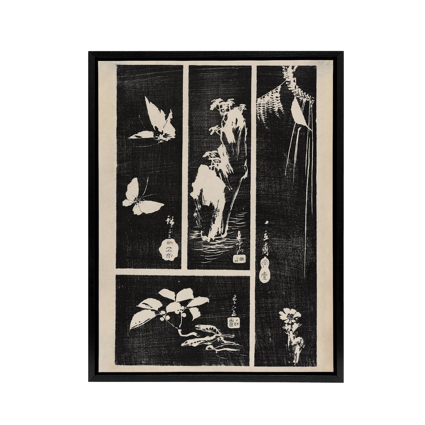 Nature Vintage Harimaze Sheet Framed Canvas Wall Art Print Hiroshige