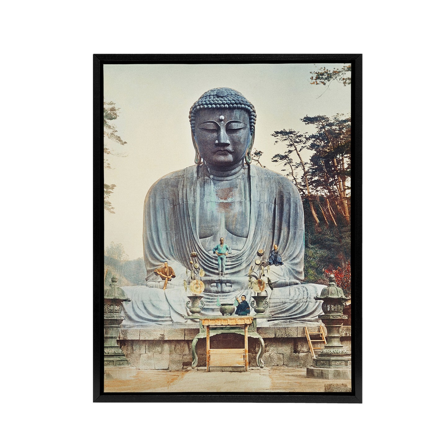 The Bronze Buddha at Kamakura Framed Canvas Wall Art Print Kazumasa