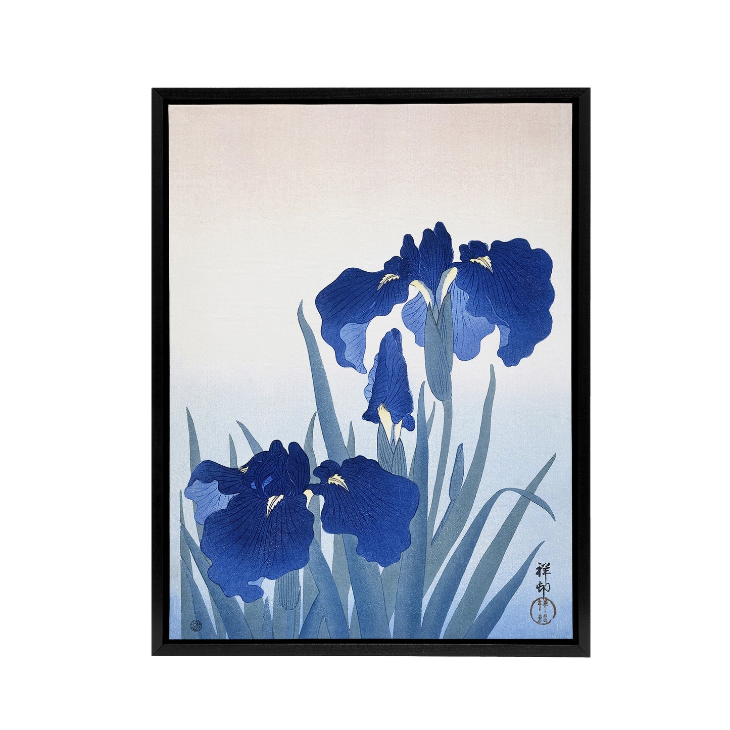 Blue Iris Flowers Floral Japanese Framed Canvas Wall Art Print Koson