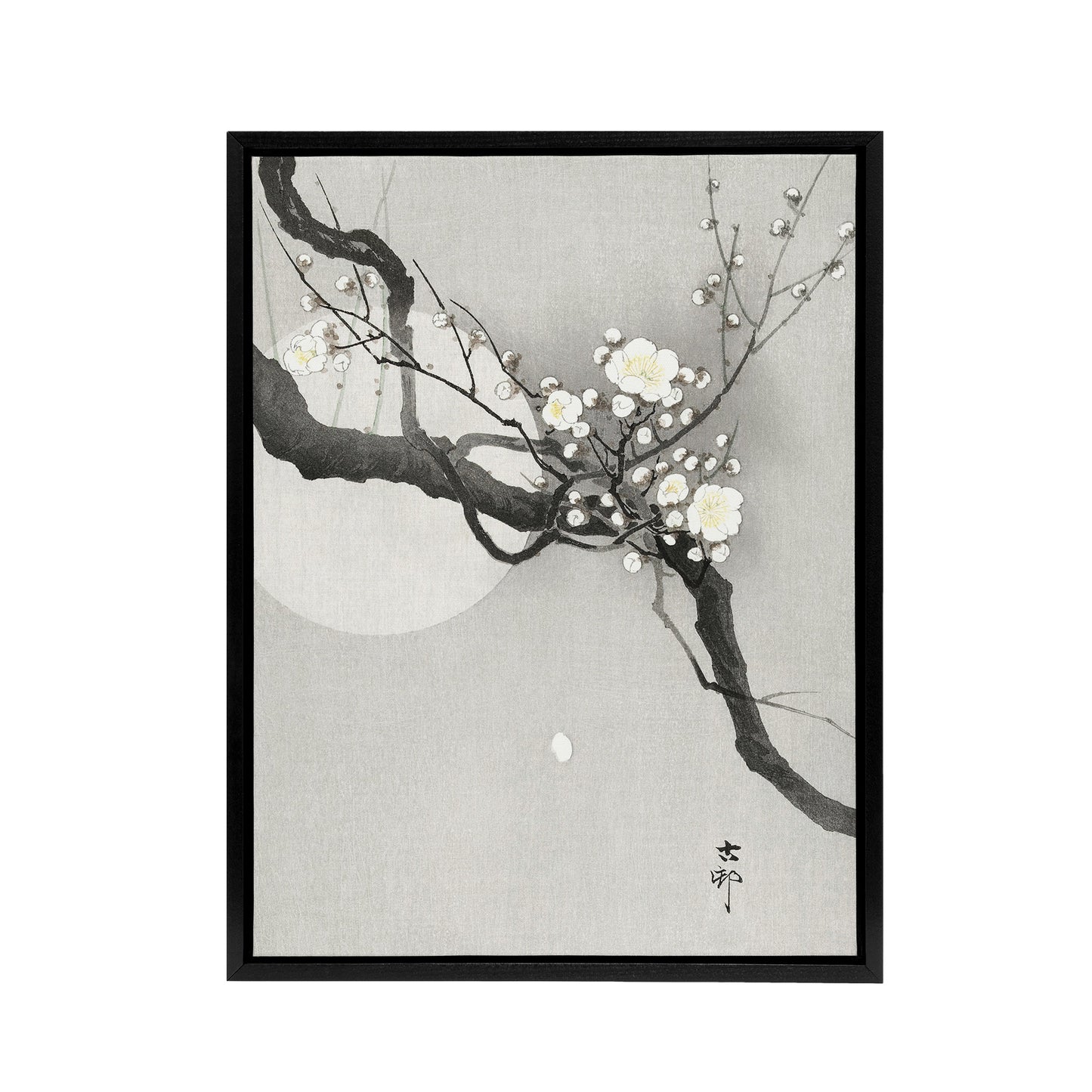 Plum Blossom And Full Moon Framed Canvas Wall Art Print Ohara Koson