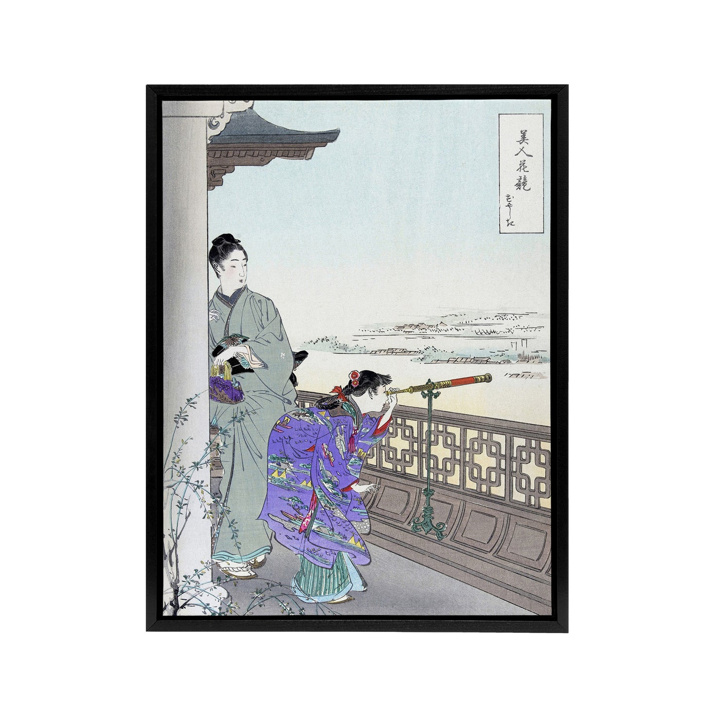 Beauties Flowers Series Binoculars Framed Canvas Wall Art Print Gekko