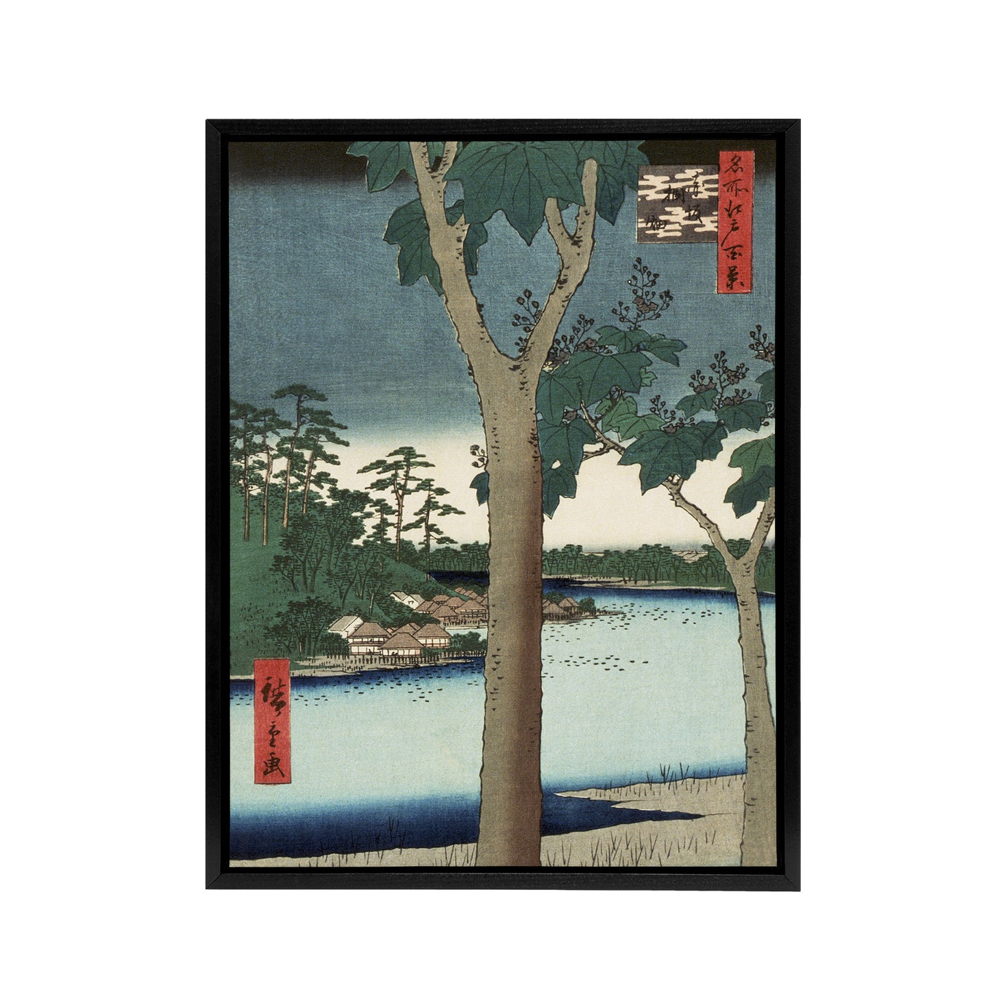 Paulownia Plantation At Akasaka Framed Canvas Wall Art Print Hiroshige