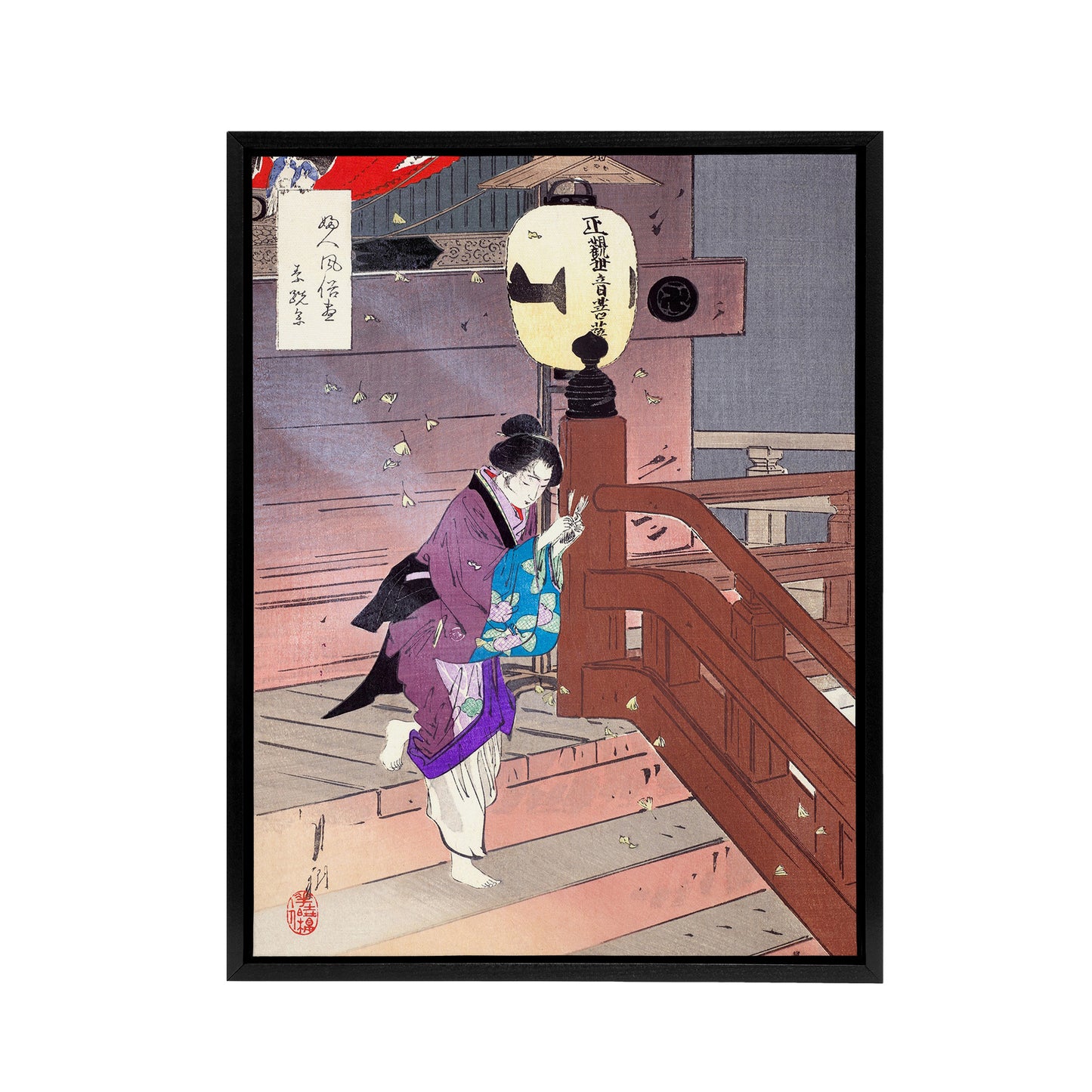 Visiting The Temple Barefoot Framed Canvas Wall Art Print Ogata Gekko