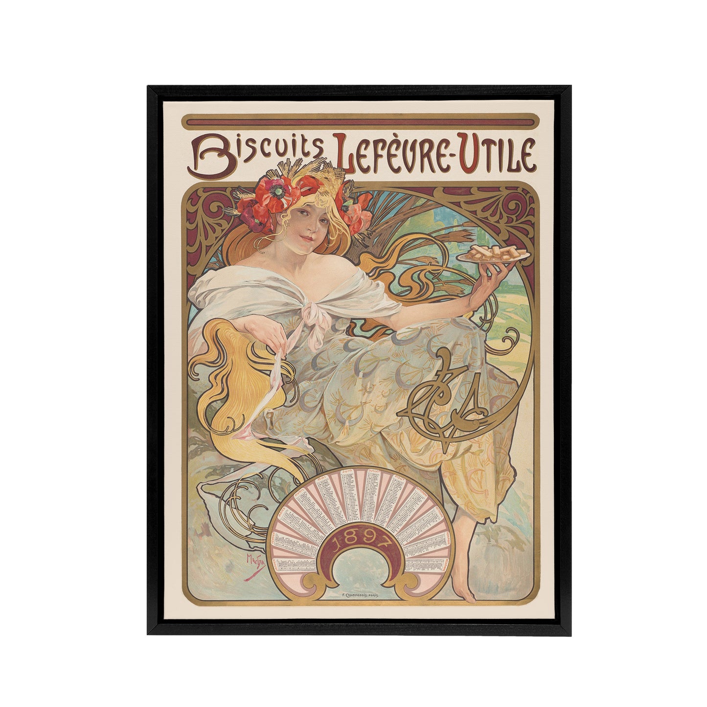 Biscuits Kitchen Vintage French Ad Framed Canvas Wall Art Print Mucha