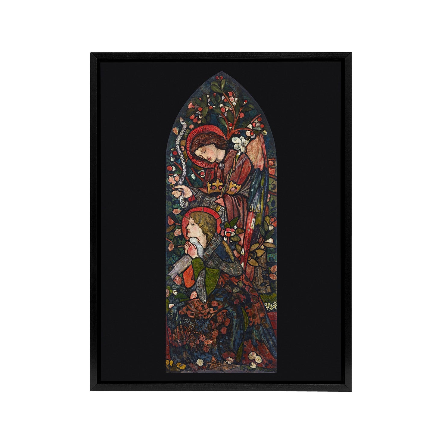 The Annunciation Stained Glass Framed Canvas Wall Art Print Burne Jones