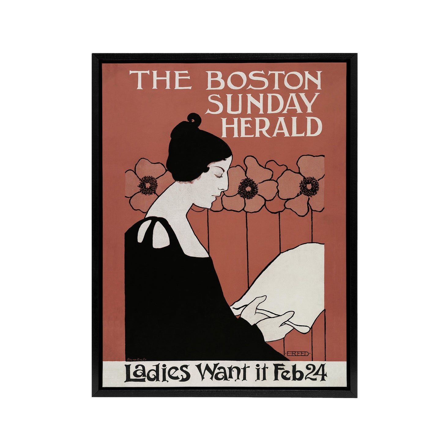 Herald Cover Poppies Art Nouveau Framed Canvas Wall Art Print Ethel Reed