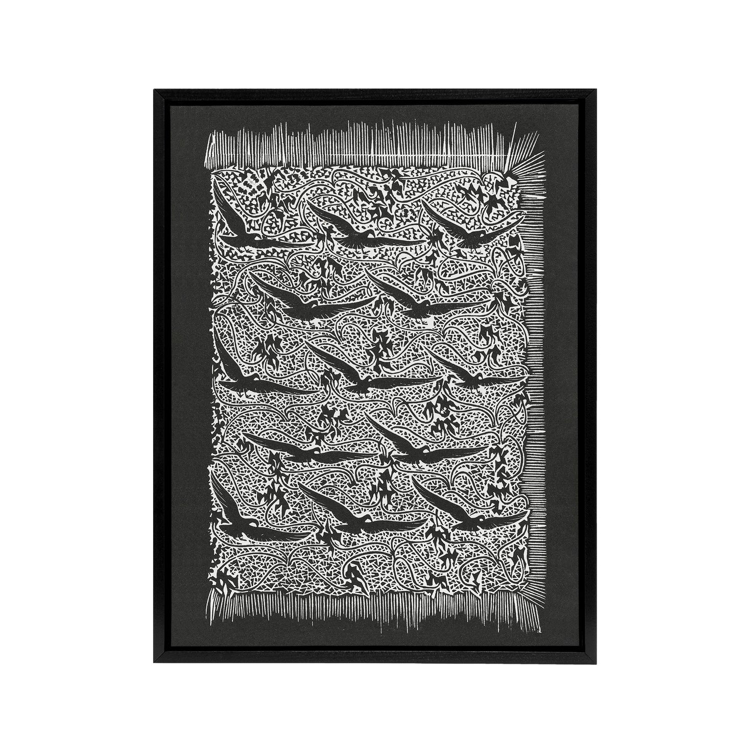 Flock of Birds Plant Motif Framed Canvas Wall Art Print Dijsselhof