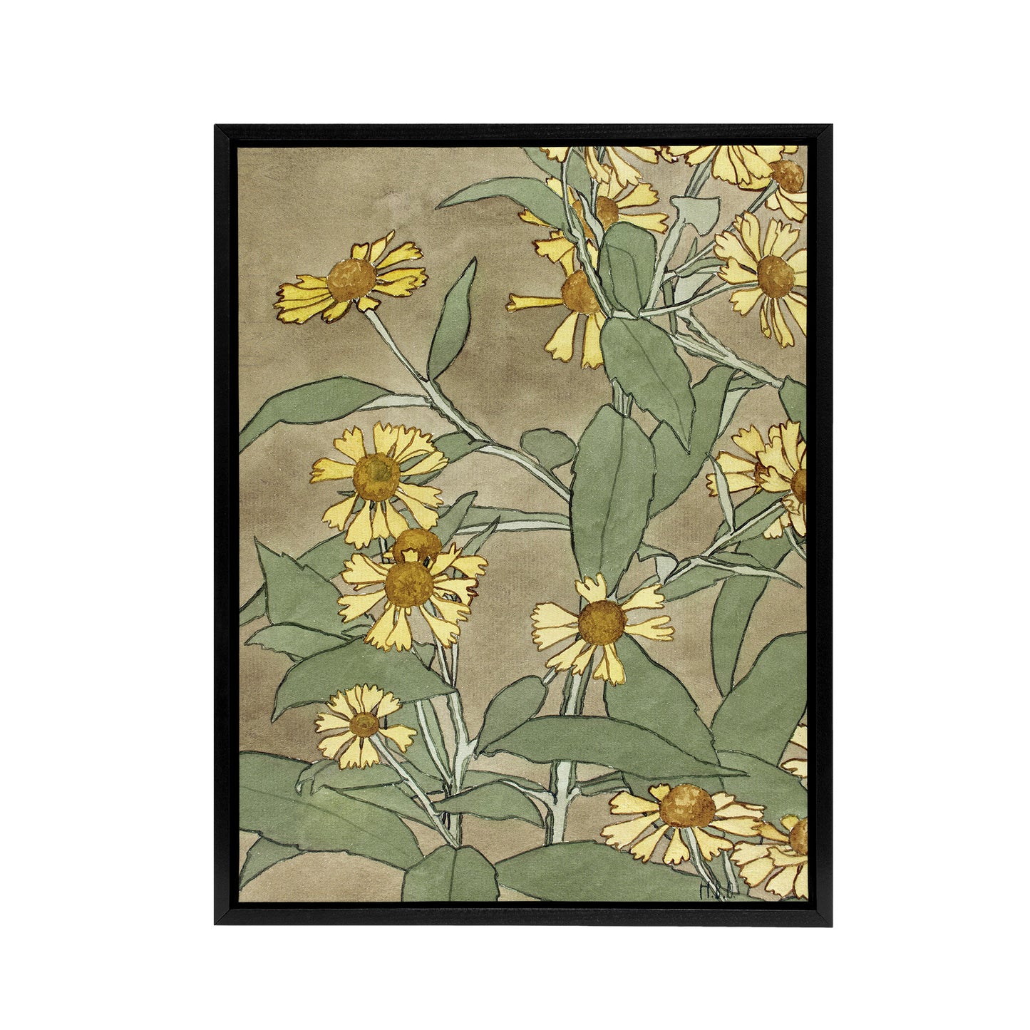 Daisies with Yellow Petals Framed Canvas Wall Art Print Overbeck