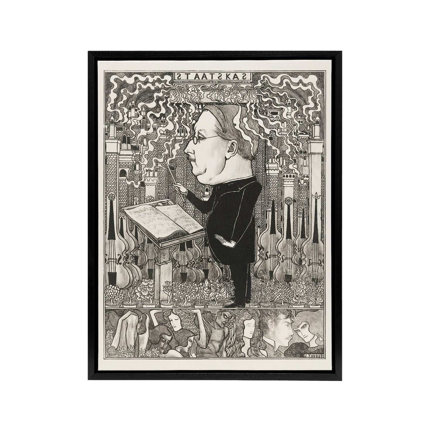 Conductor Violins Smoking Chimneys Framed Canvas Wall Art Print Toorop