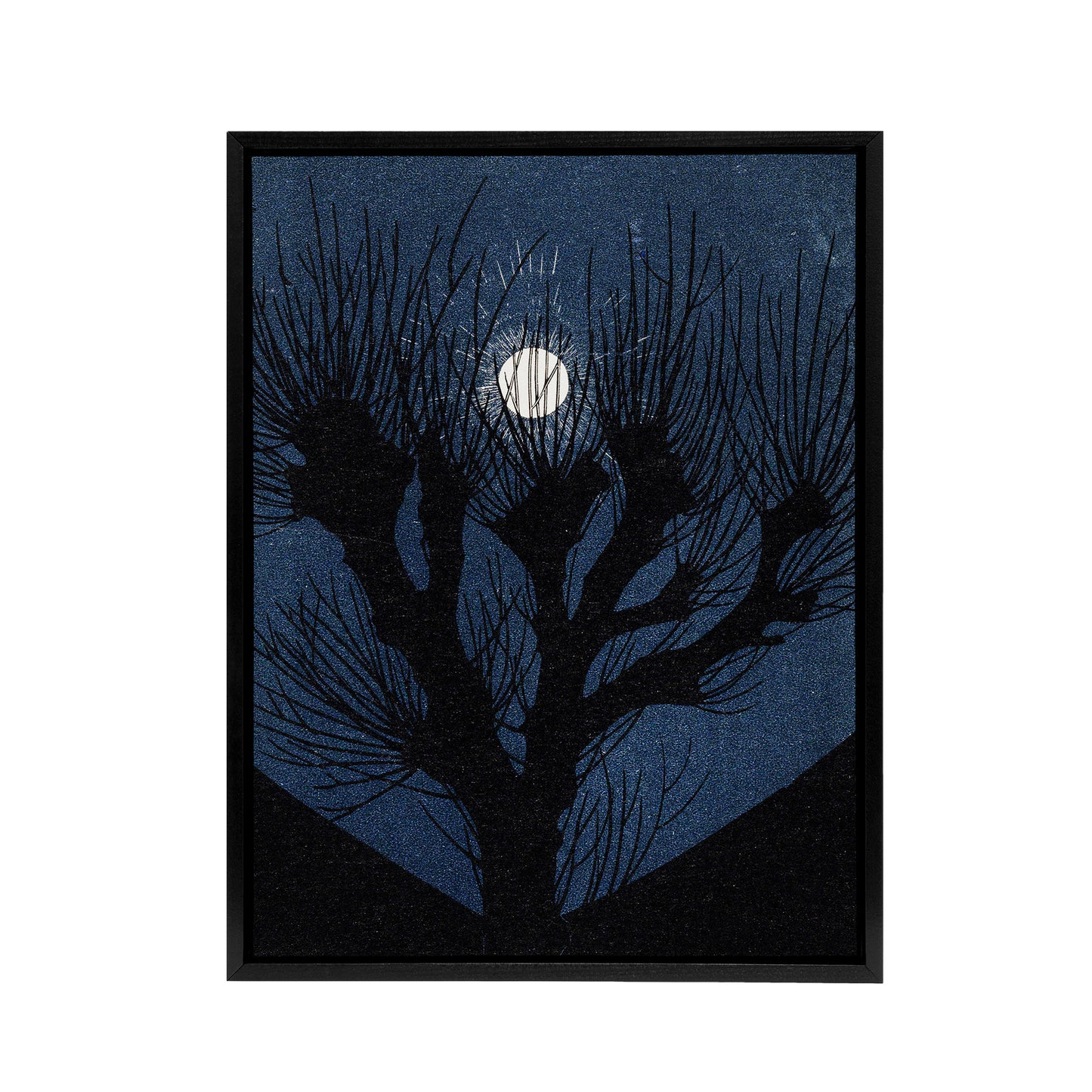 Full Moon Light Tree Silhouette Framed Canvas Wall Art Print de Graag