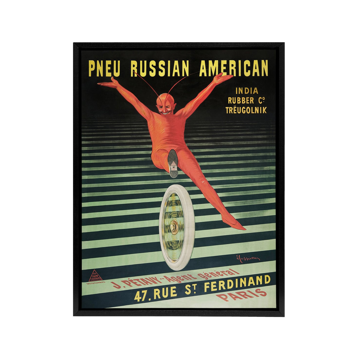 Bicycle Tire Vintage Advert Framed Canvas Wall Art Print Cappiello