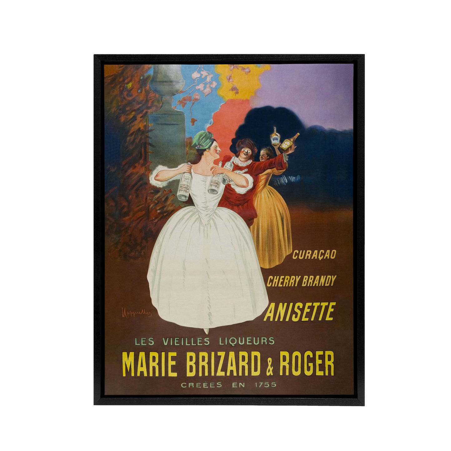 The Old Liqueurs Vintage Advert Framed Canvas Wall Art Print Cappiello