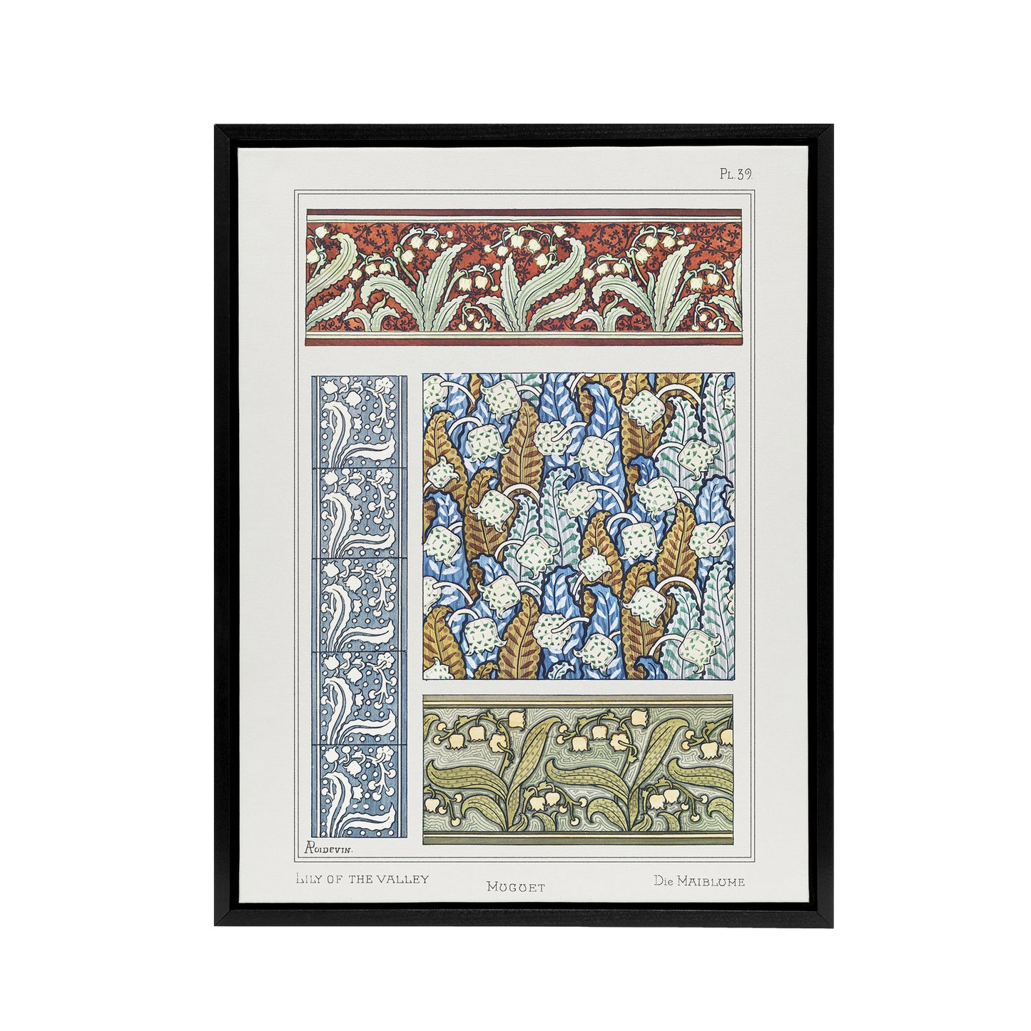 Lily of the Valley Framed Canvas Wall Art Print Vintage Floral Verneuil