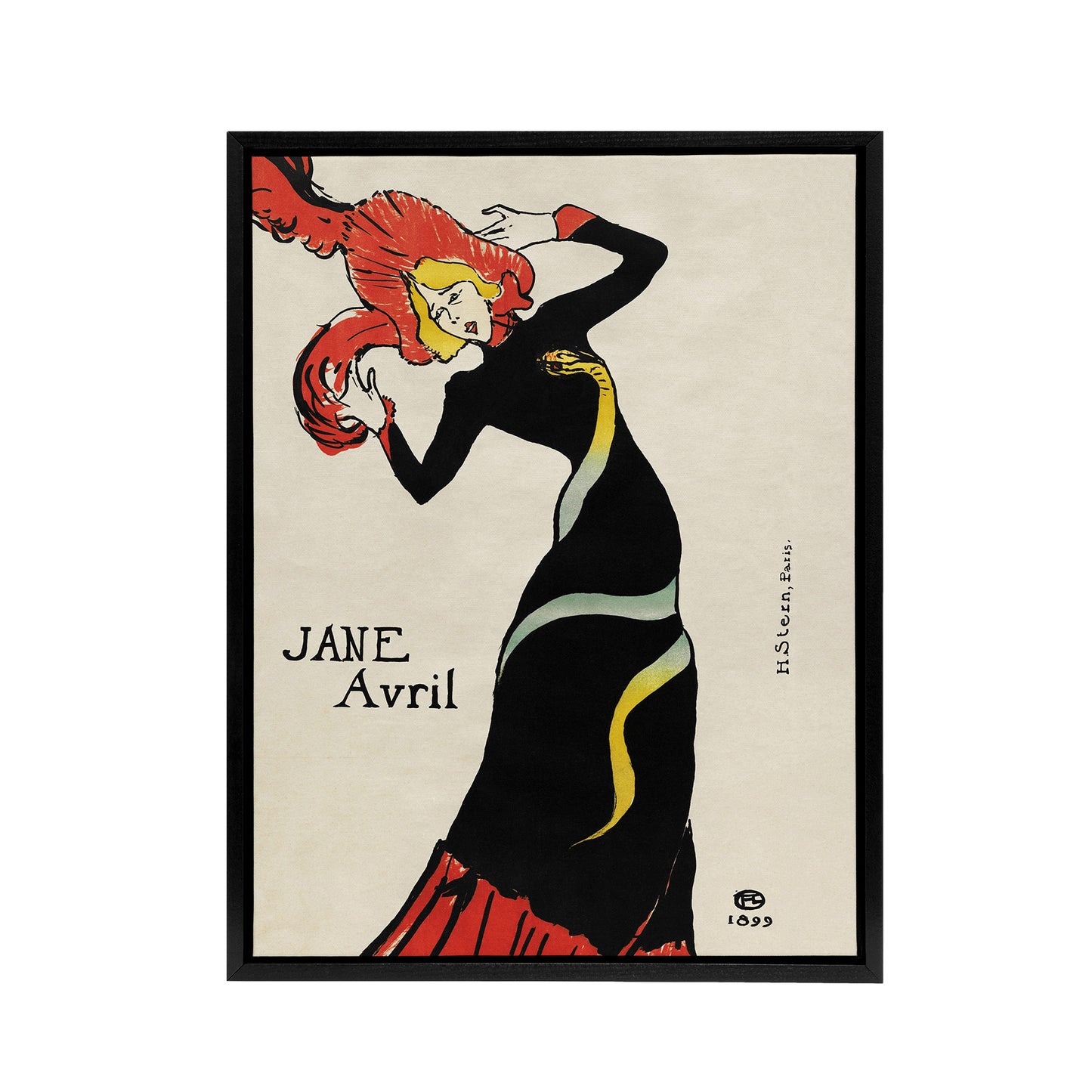 Jane Avril Snake Dress Portrait Framed Canvas Wall Art Print Lautrec