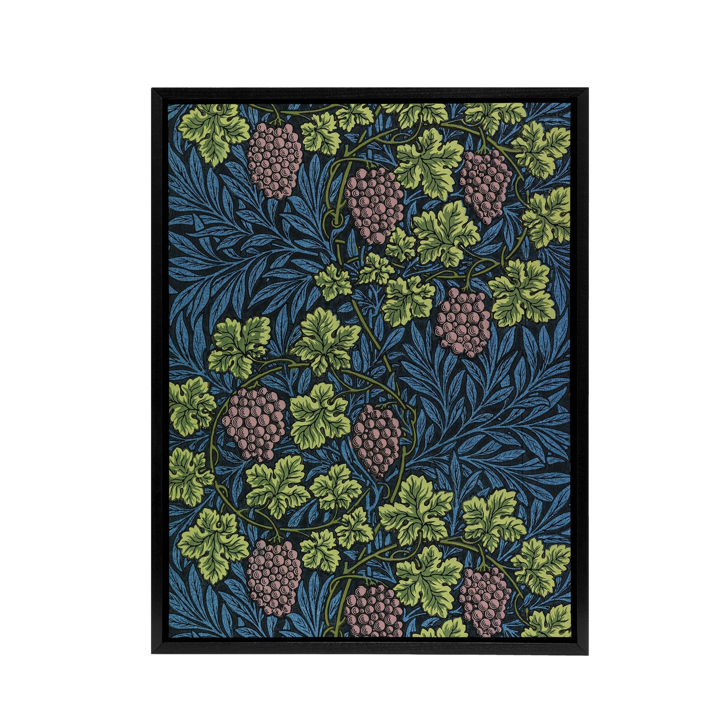 Grape Vine and Leaves Pattern Framed Canvas Wall Art Print W. Morris