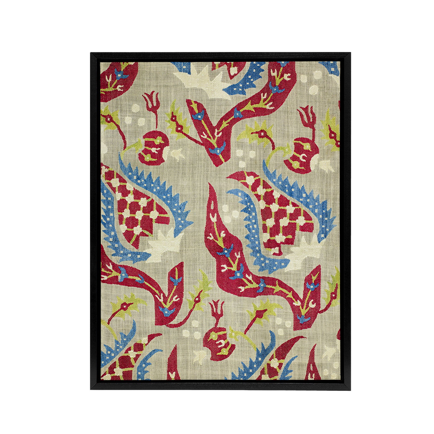 Turkish Bed Cover Floral Pattern Morris Vintage Framed Canvas Wall Art