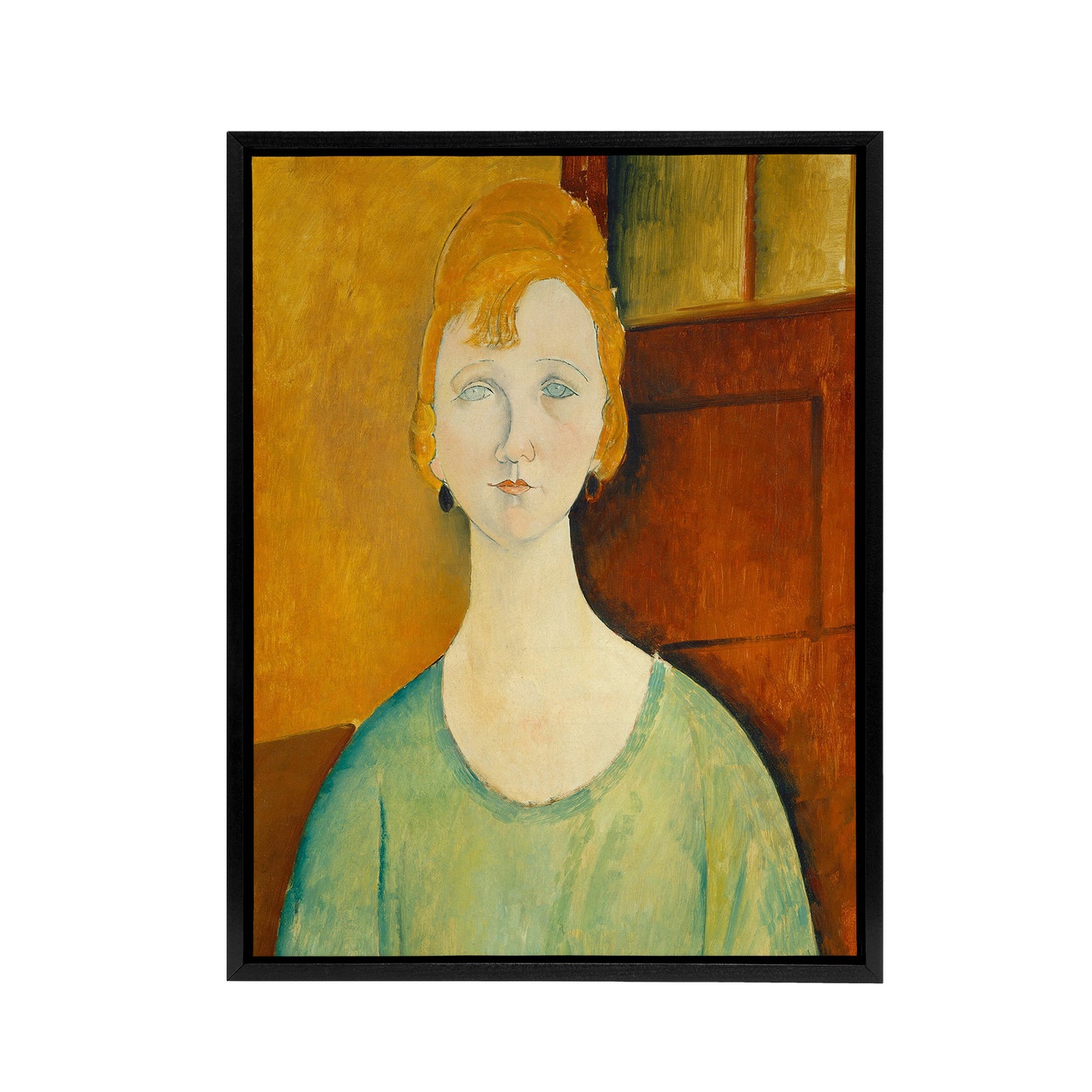 Girl in Green Blouse Portrait Modigliani Vintage Framed Canvas Wall Art