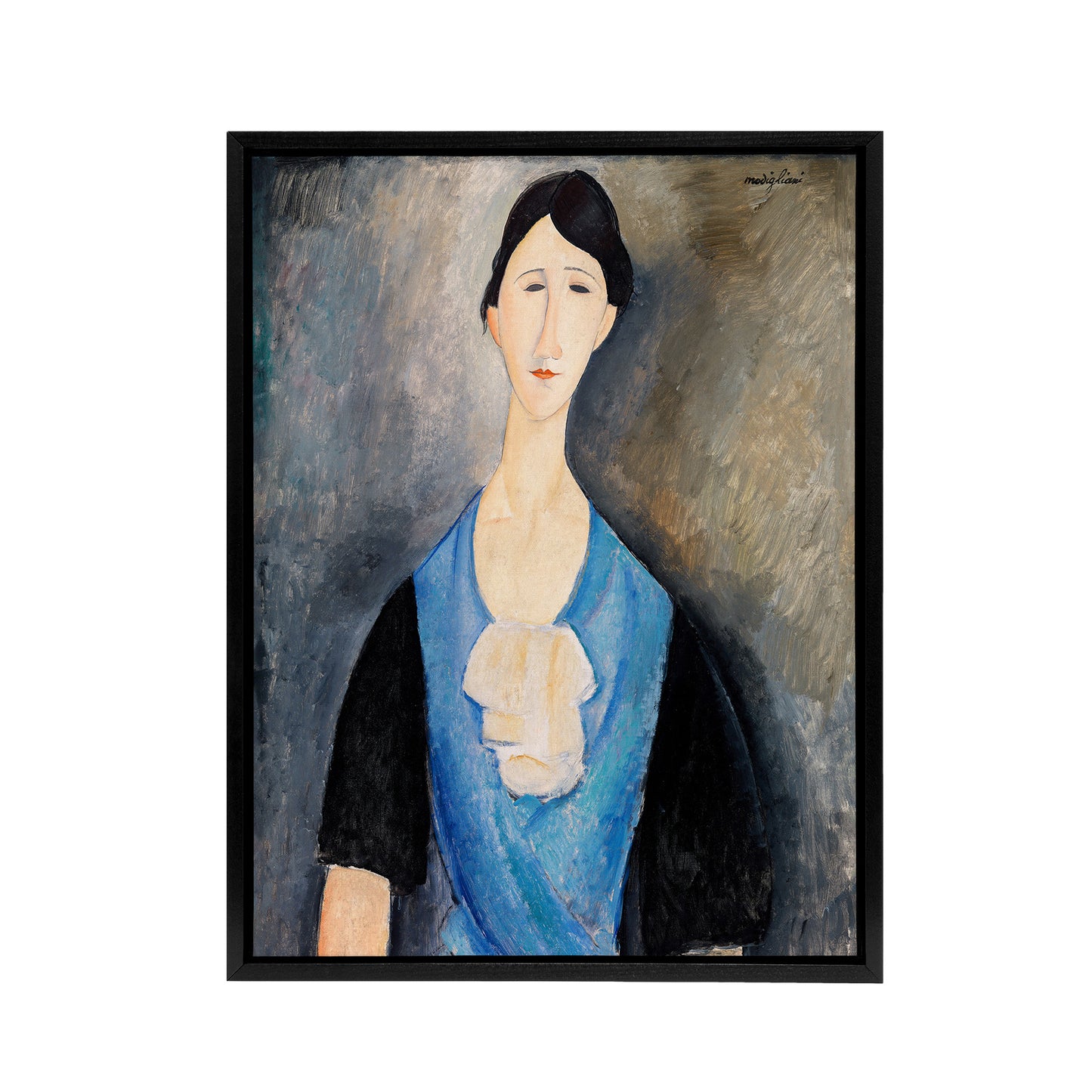 Young Woman in Blue Portrait Modigliani Vintage Framed Canvas Wall Art