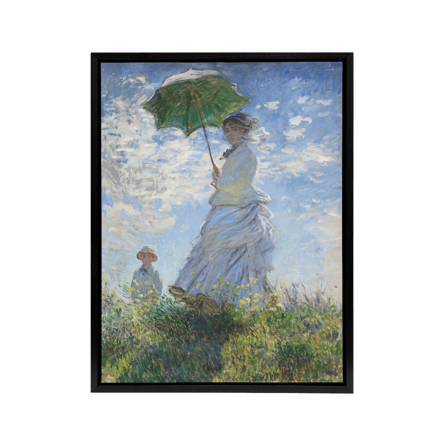 Madame Monet and Her Son Claude Monet Vintage Framed Canvas Wall Art