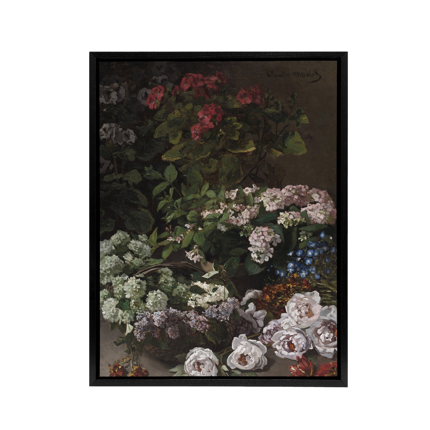 Spring Flowers Floral Still Life Monet Vintage Framed Canvas Wall Art
