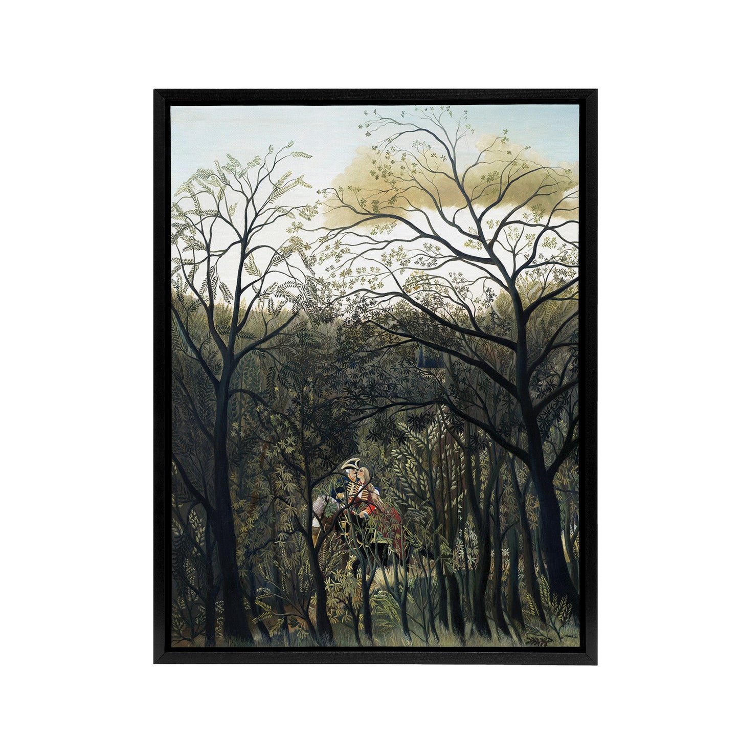 Rendezvous in the Forest Rousseau Vintage Black Framed Canvas Wall Art