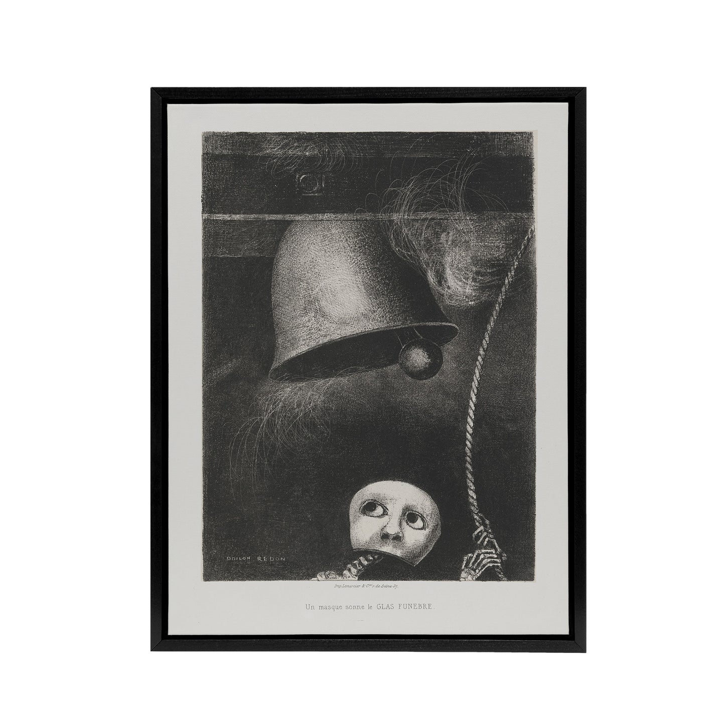 A Mask Tolls The Funeral Knell Redon Vintage Black Framed Canvas Wall Art