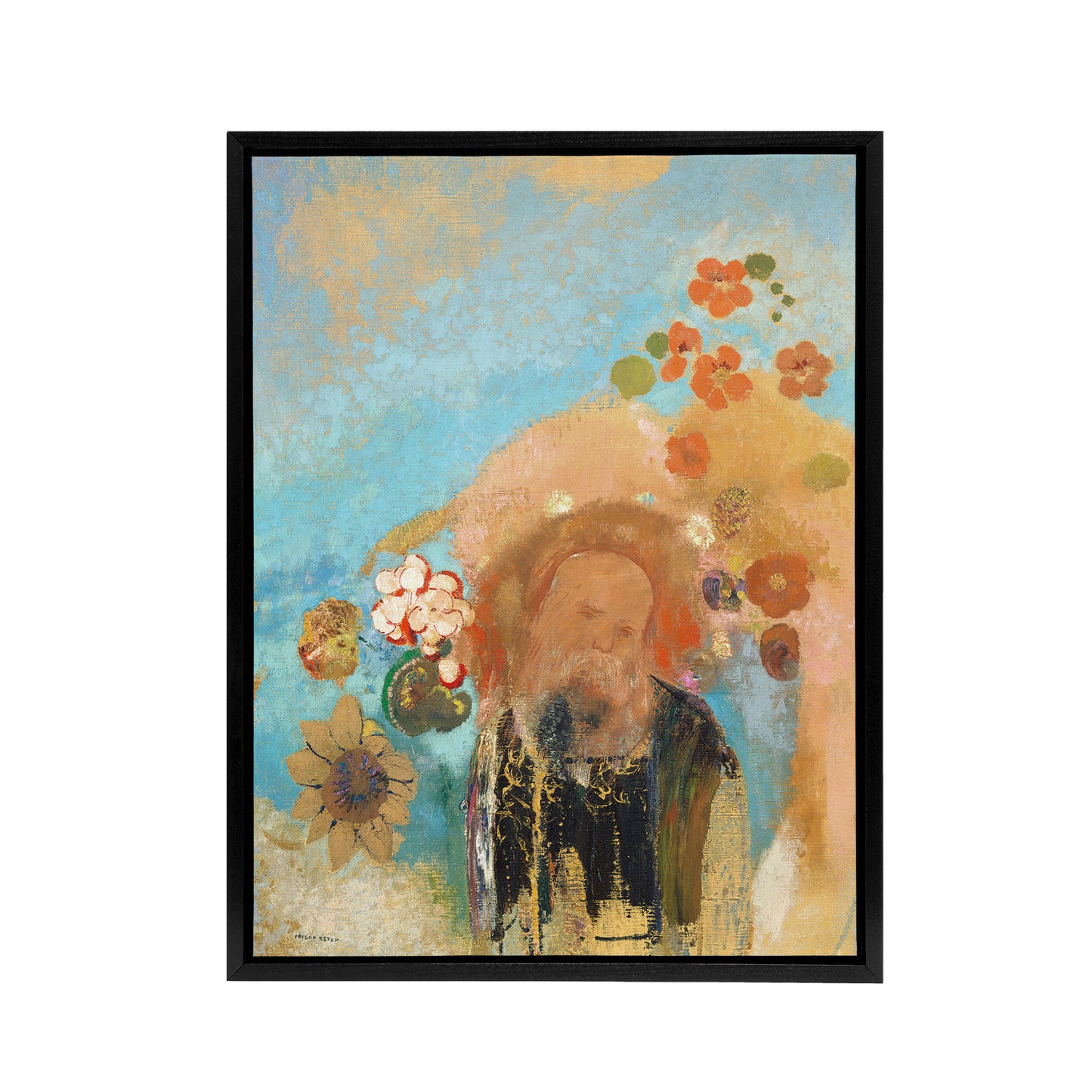 Evocation of Roussel Floral Portrait Redon Black Framed Canvas Wall Art