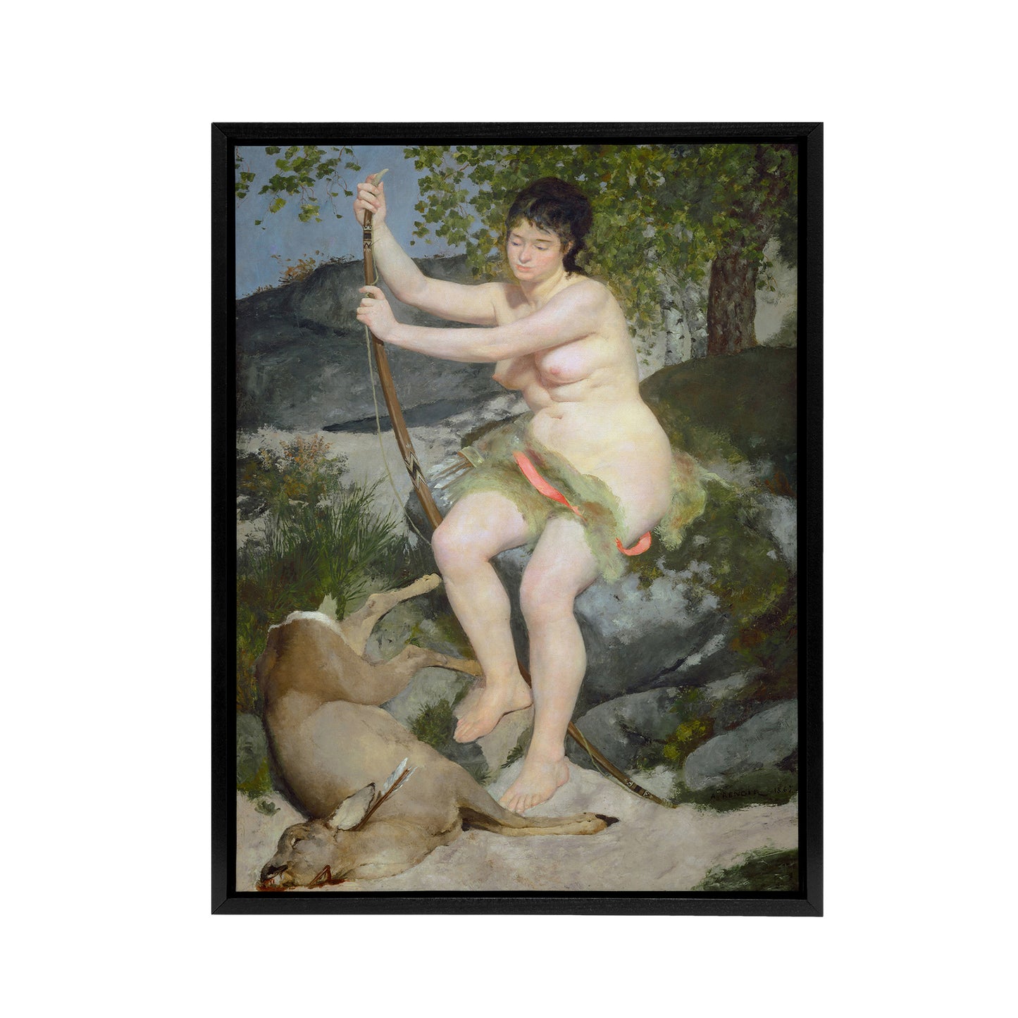 Diana Hunter Goddess Renoir Vintage Black Framed Canvas Wall Art
