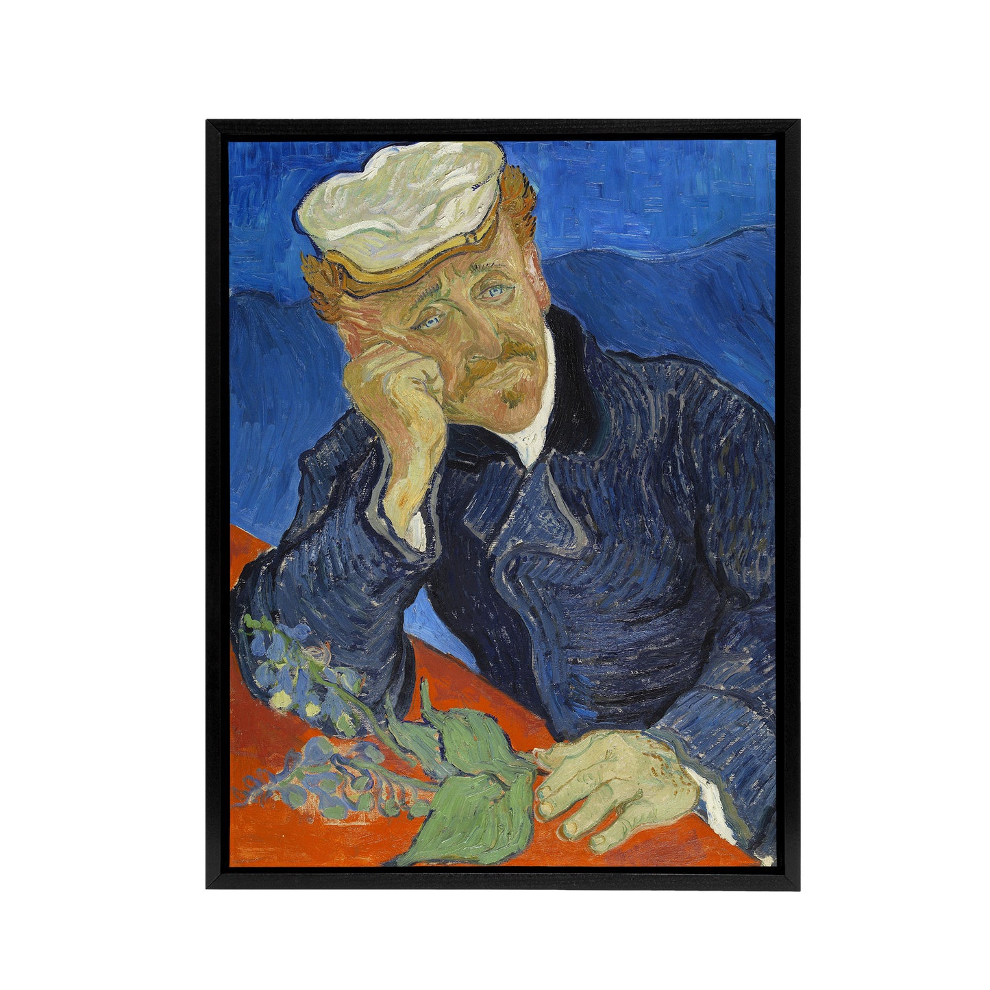 Dr Paul Gachet Portrait Van Gogh Vintage Black Framed Canvas Wall Art