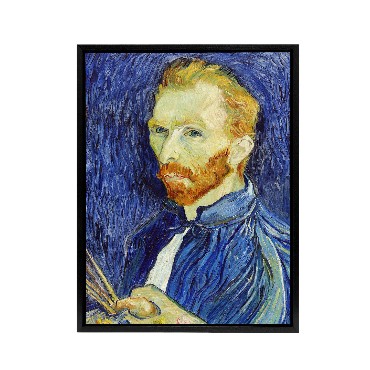 Self Portrait With Palette Van Gogh Vintage Black Framed Canvas Wall Art