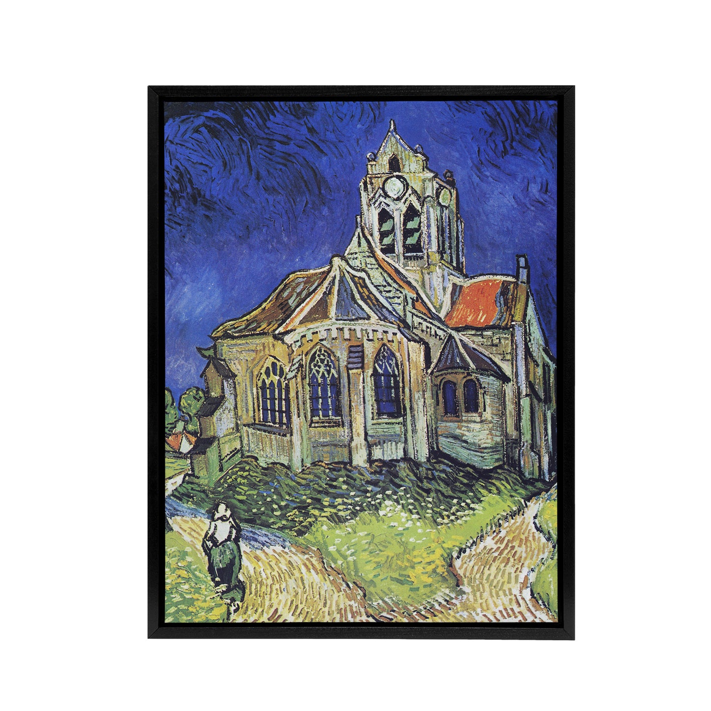 The Church at Auvers Oil Painting Van Gogh Black Framed Canvas Wall Art