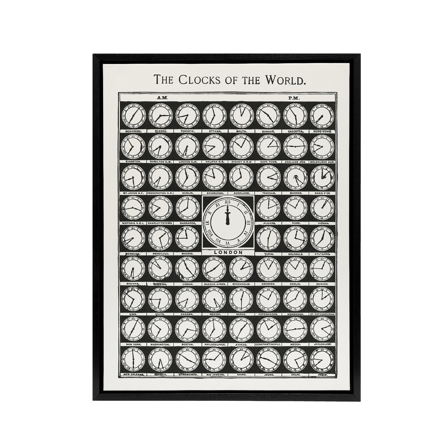 The Clocks of the World from Medicology 1910 Black Framed Canvas Wall Art
