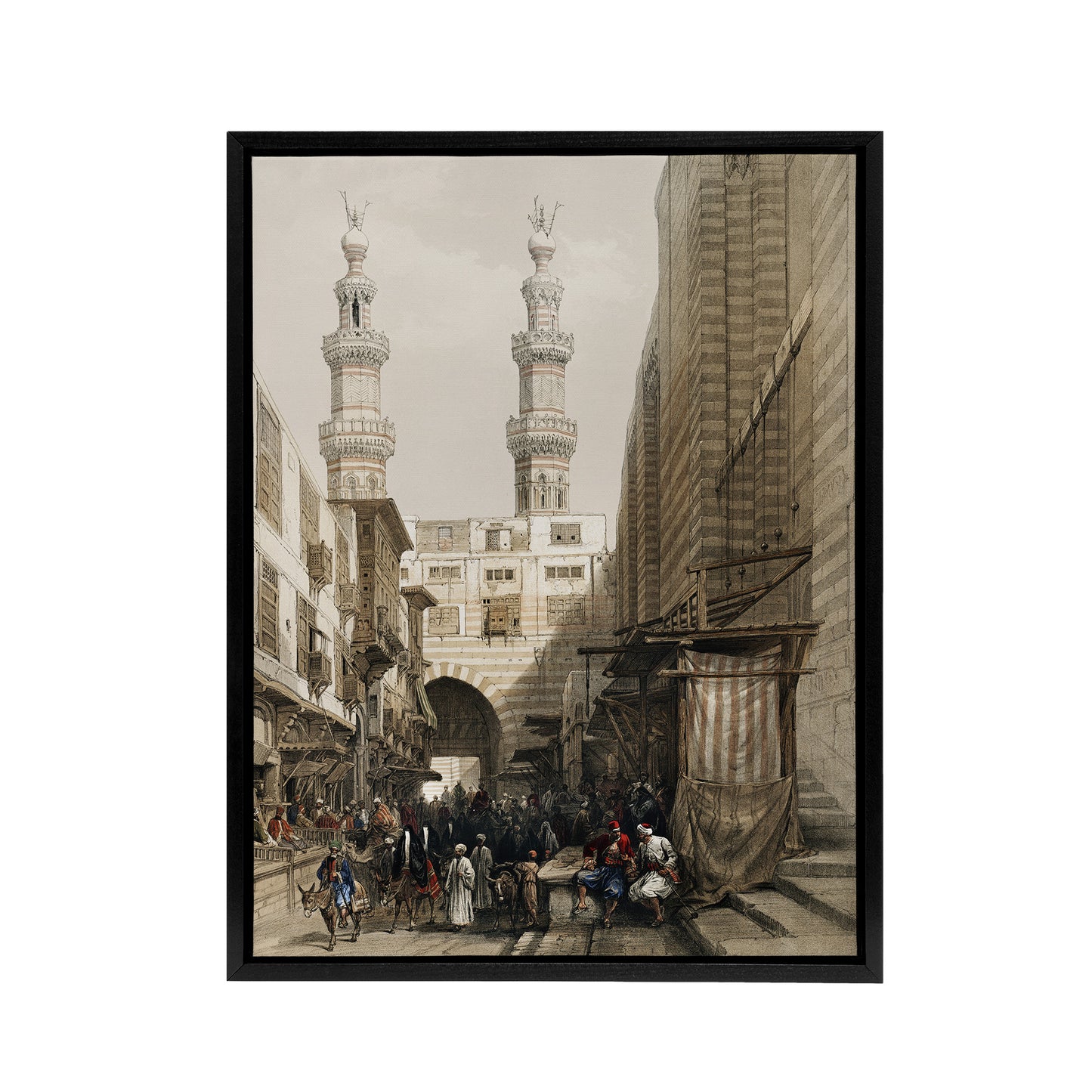 Metwally Minarets and Grand Entrance Roberts Black Framed Canvas Wall Art