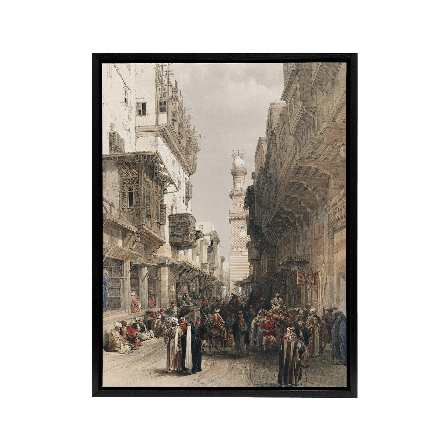 Mosque El Mooristan Cairo D. Roberts Vintage Black Framed Canvas Wall Art
