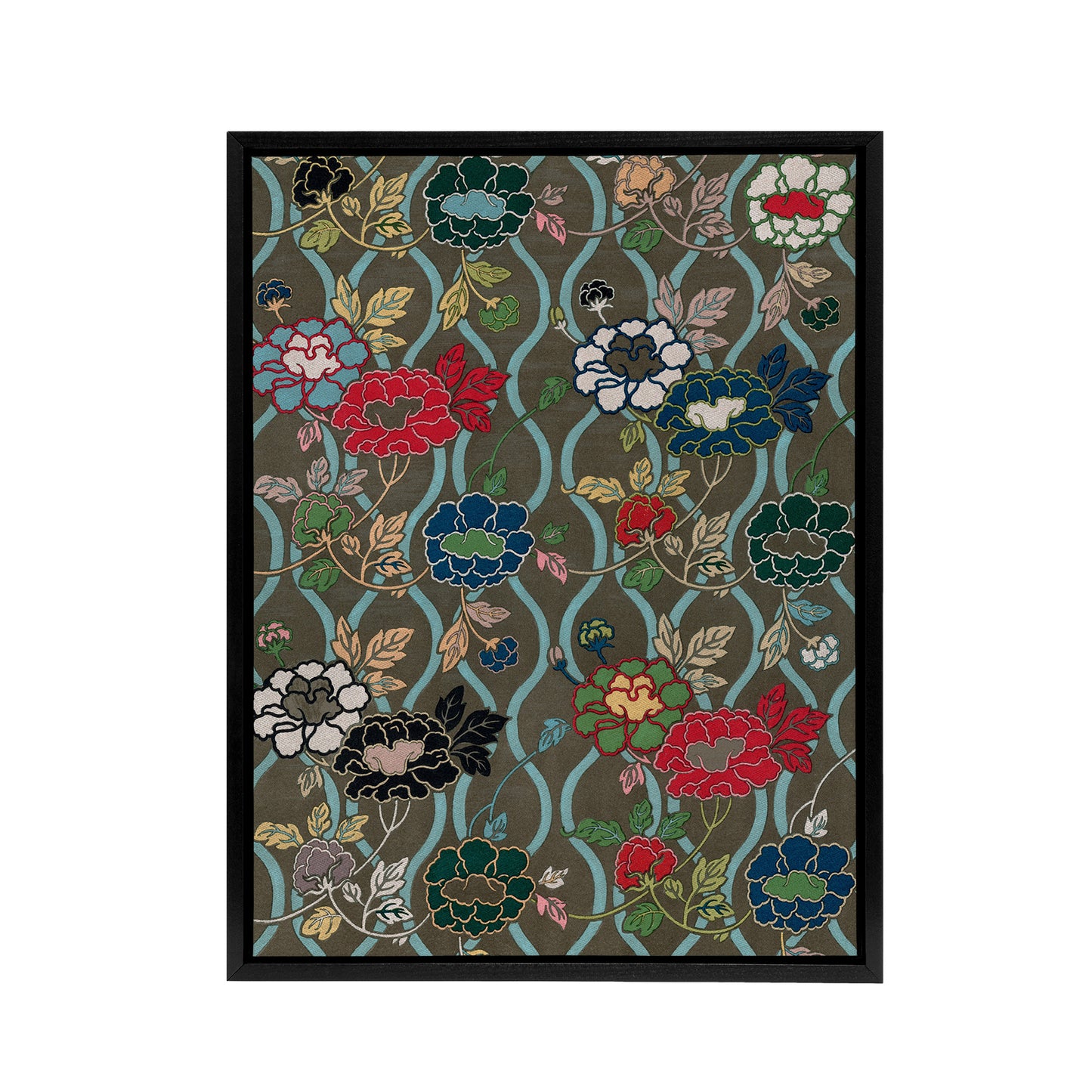Japanese Floral Pattern G A Audsley Vintage Black Framed Canvas Wall Art