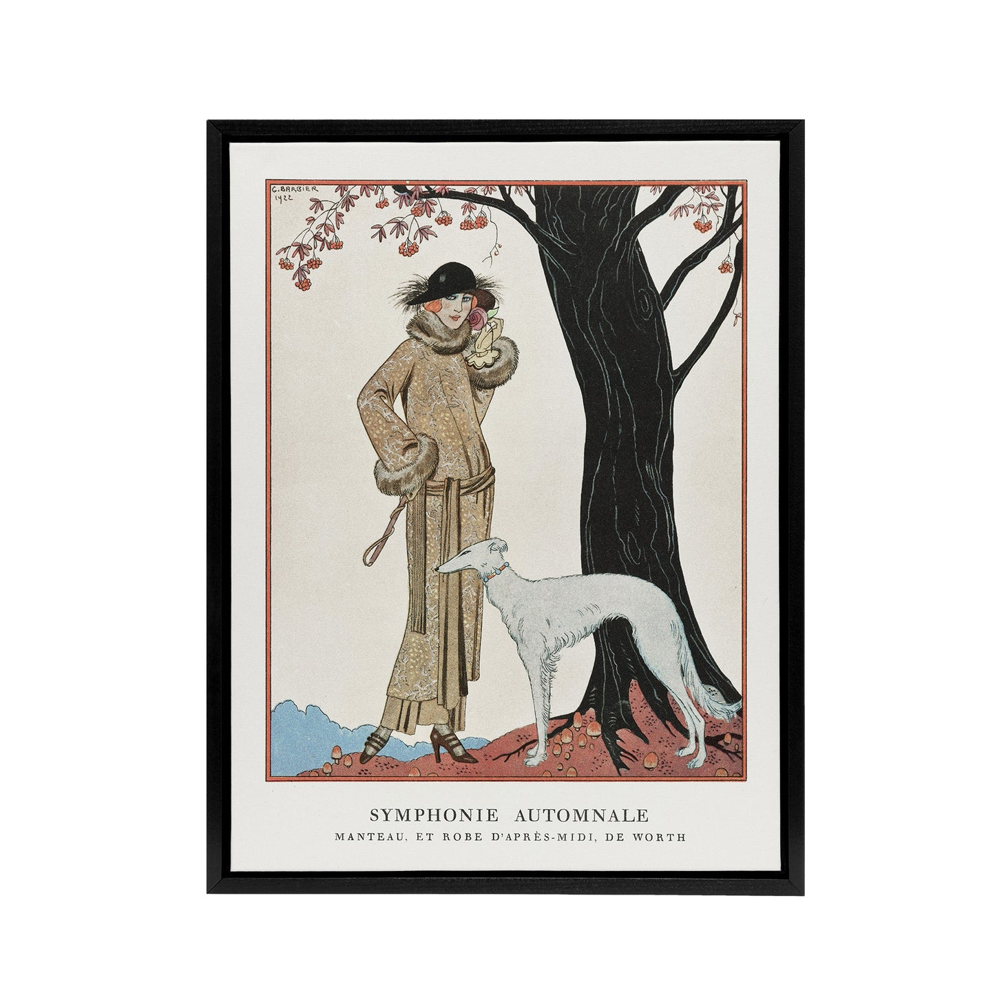 Autumn Symphony Fashion Worth Advert Barbier Black Framed Canvas Wall Art