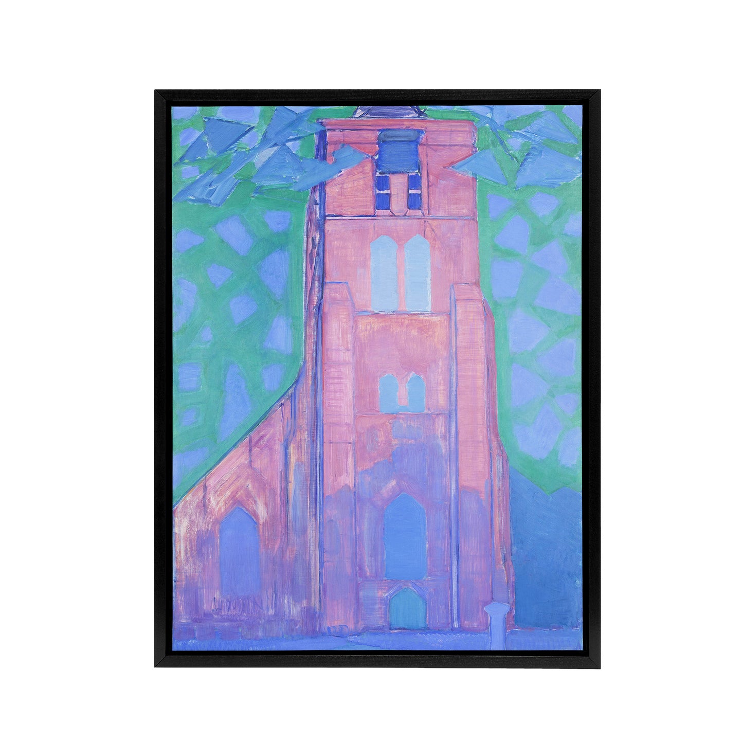 Church Tower Domburg Mondrian Vintage Black Framed Canvas Wall Art