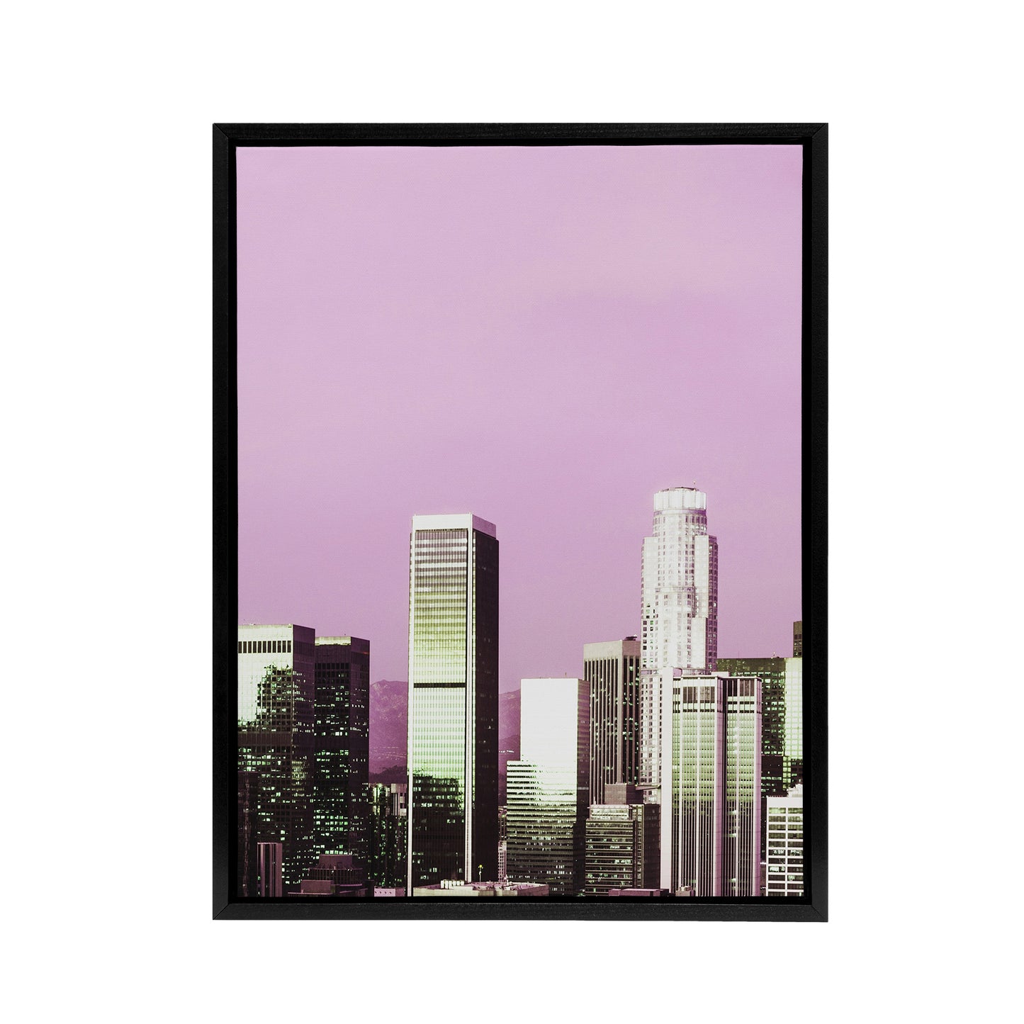 Skyline view of Los Angeles California Highsmith Framed Canvas Wall Art Print