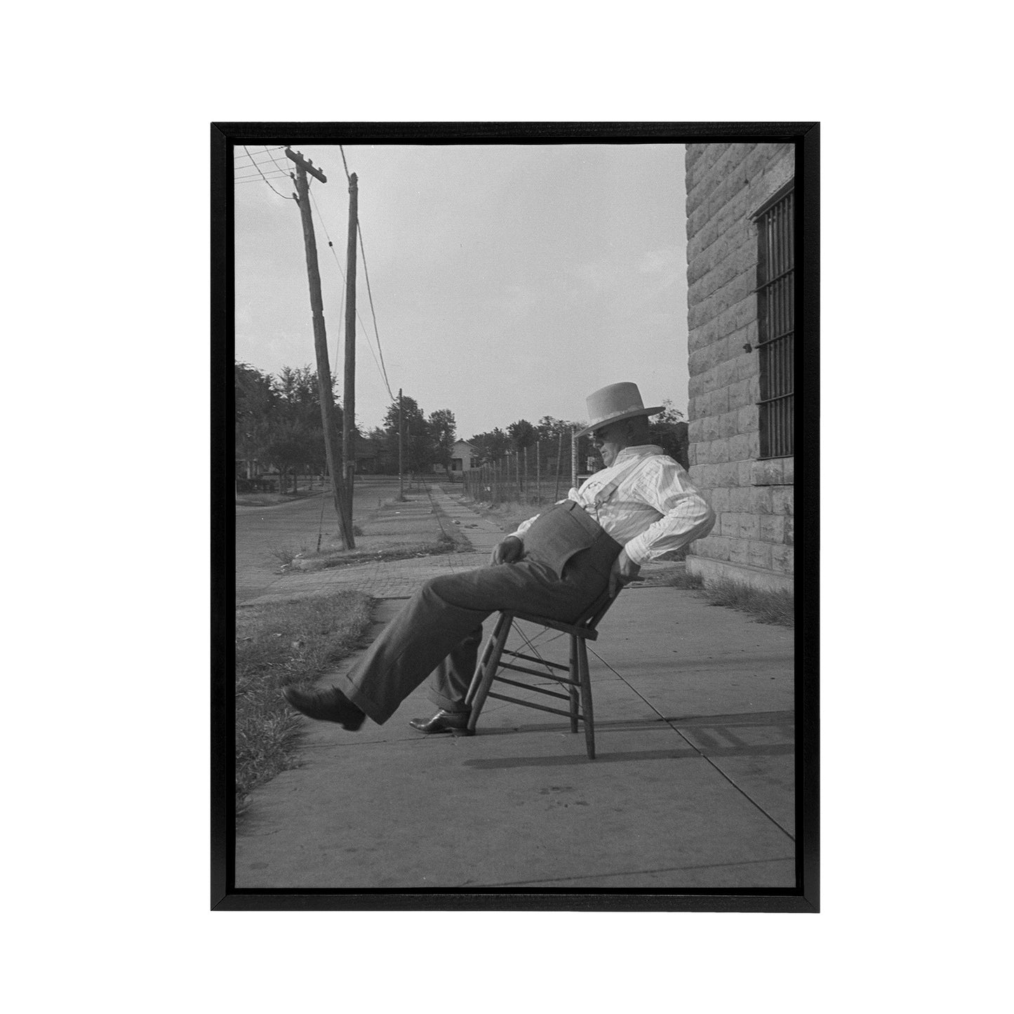 Oklahoma Sheriff in front of jail Lange Framed Canvas Wall Art Print