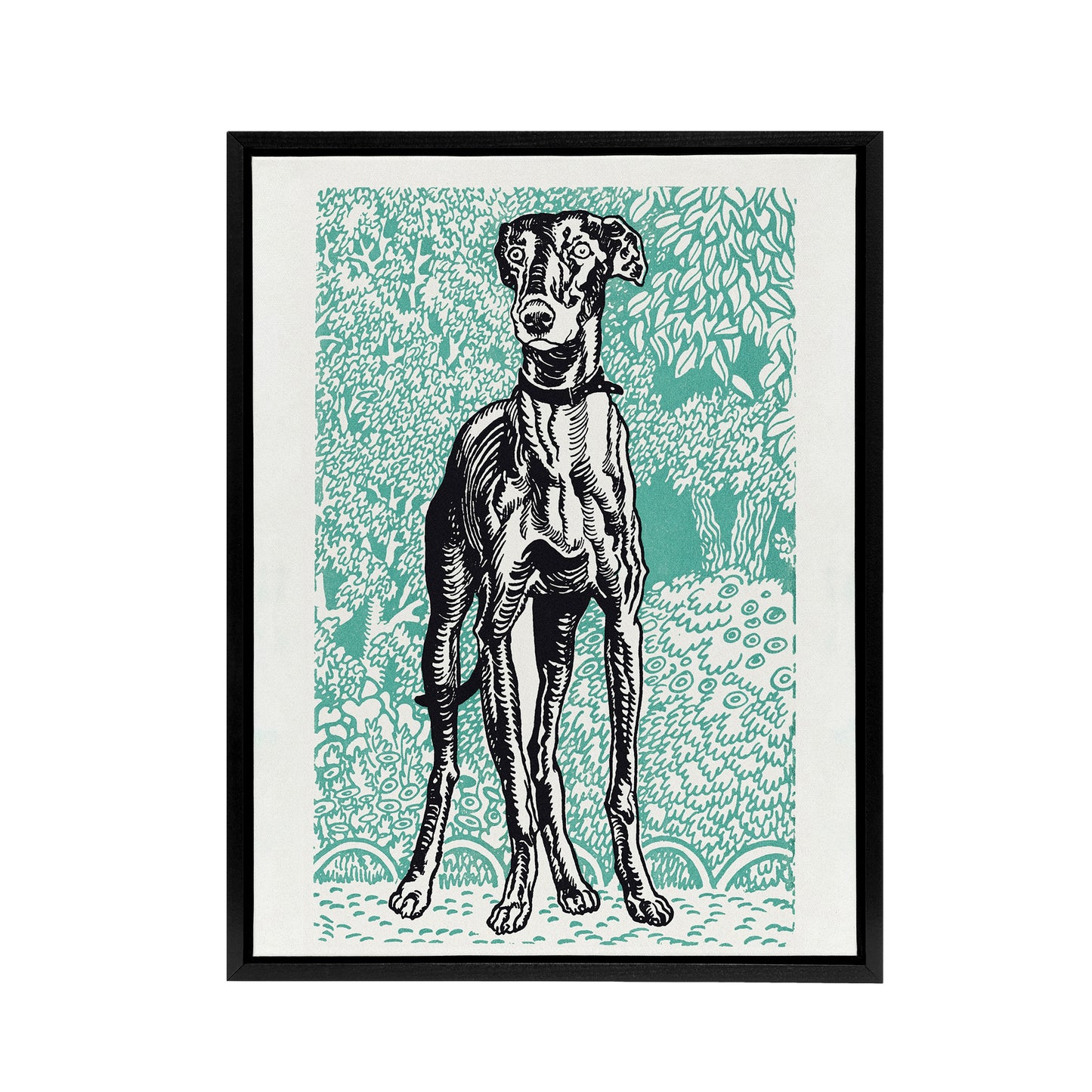 Dog Lover Greyhound Pet Portrait Moriz Jung Framed Canvas Wall Art Print