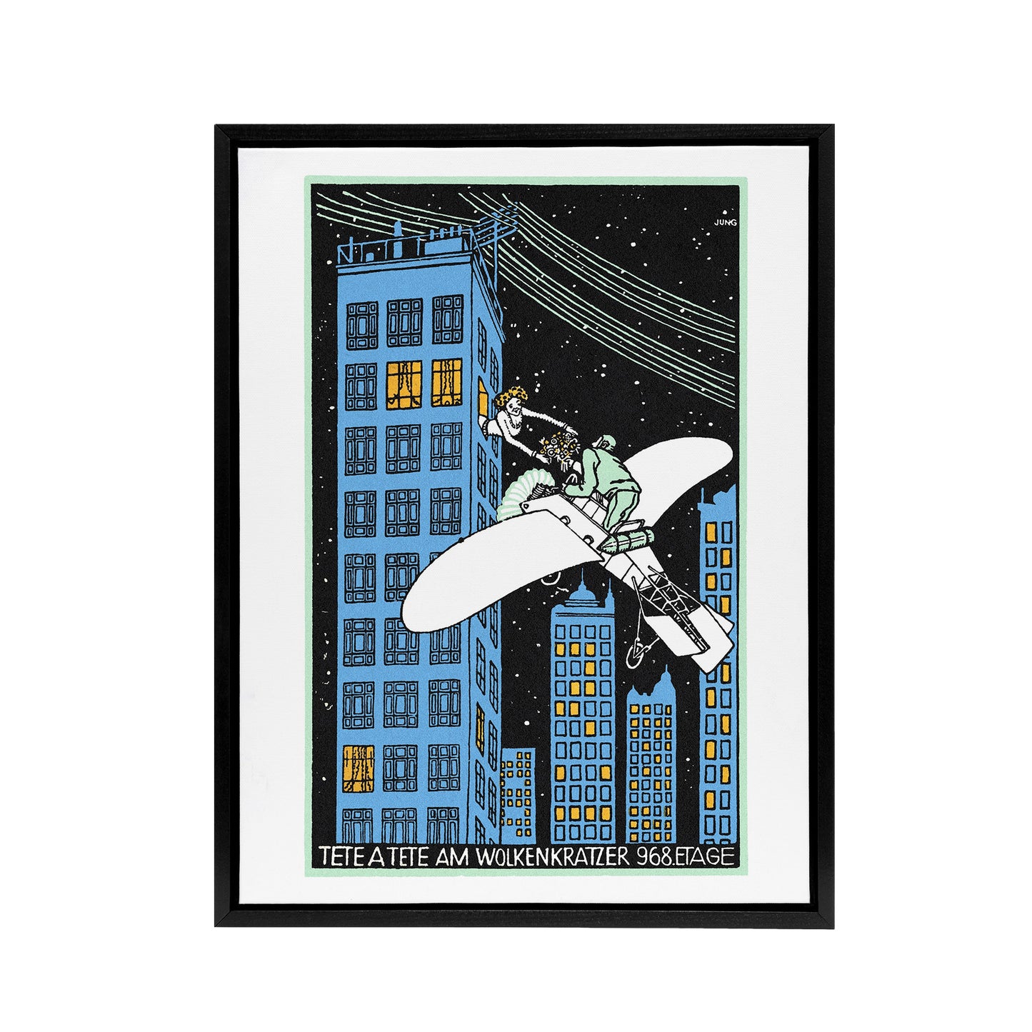 Rendezvous on 968th Floor of a Skyscraper Jung Framed Canvas Wall Art Print